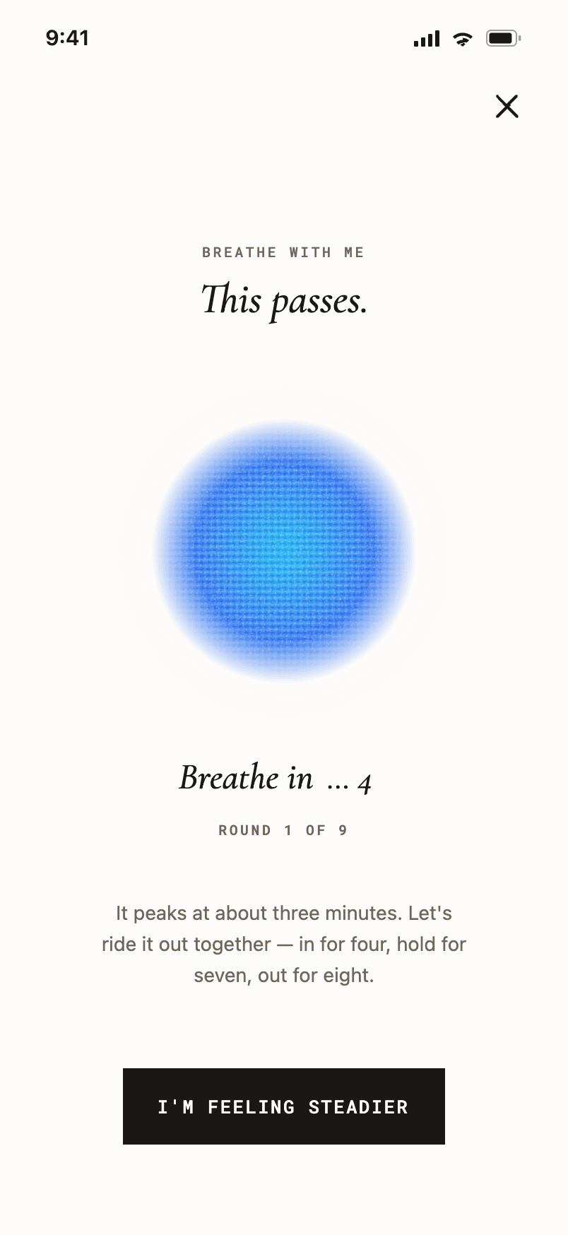 SOS breathing, a guided 4-7-8 moment