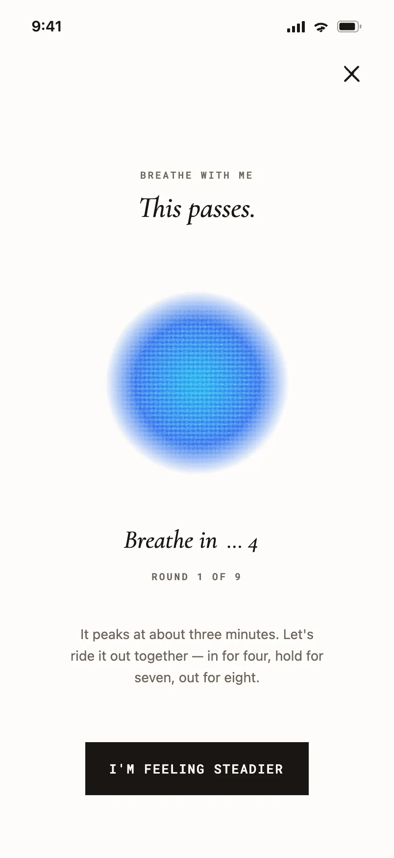 SOS breathing, a guided 4-7-8 moment